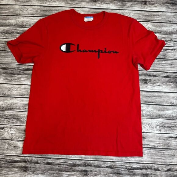 Lot of 2 Champion Men's Short Sleeve T Tee Shirts Blue Red M Med Medium Crewneck - Picture 6 of 15